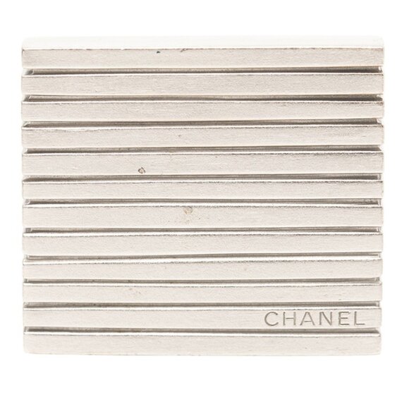 CHANEL logo brooch in silver metal for women